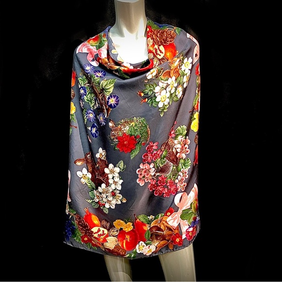 Mantero Collection Floral Large Silk Scarf - Picture 8 of 16